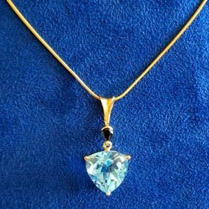 Beautiful 14k Blue Topaz & Sapphire Pendant